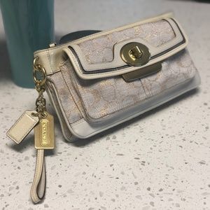 Coach Beige/Cream Clutch with Gold Details NWOT